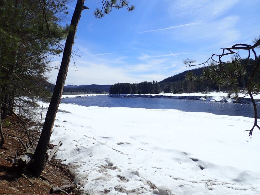 View of the Hudson River in winter from the Warren County Nature Trails