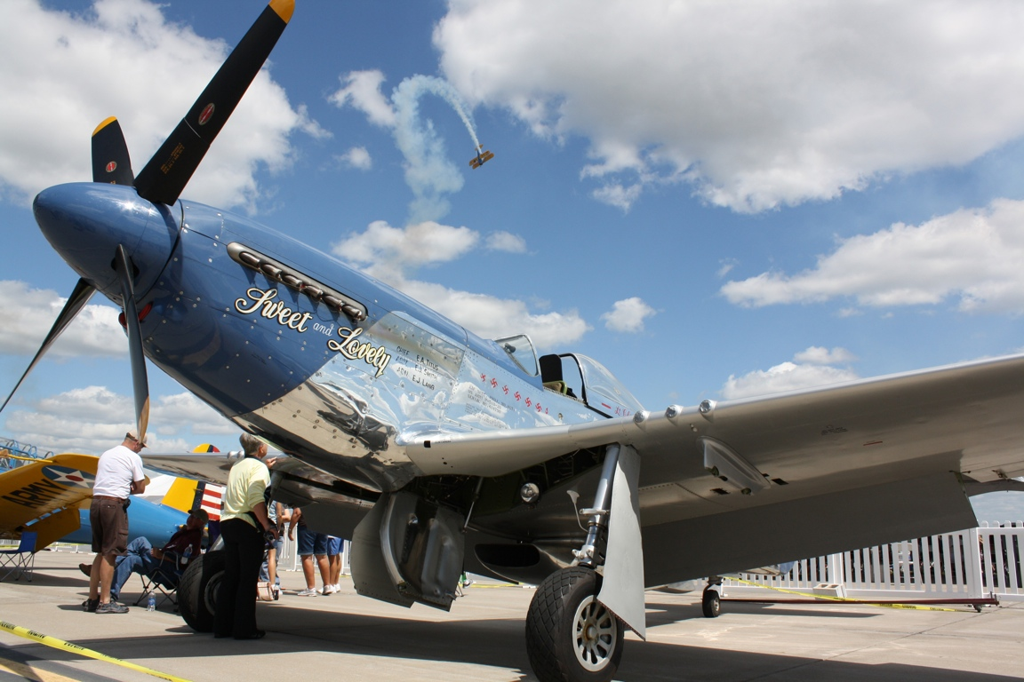 An airplane sits on display at the air show at McConnell Air Force Base