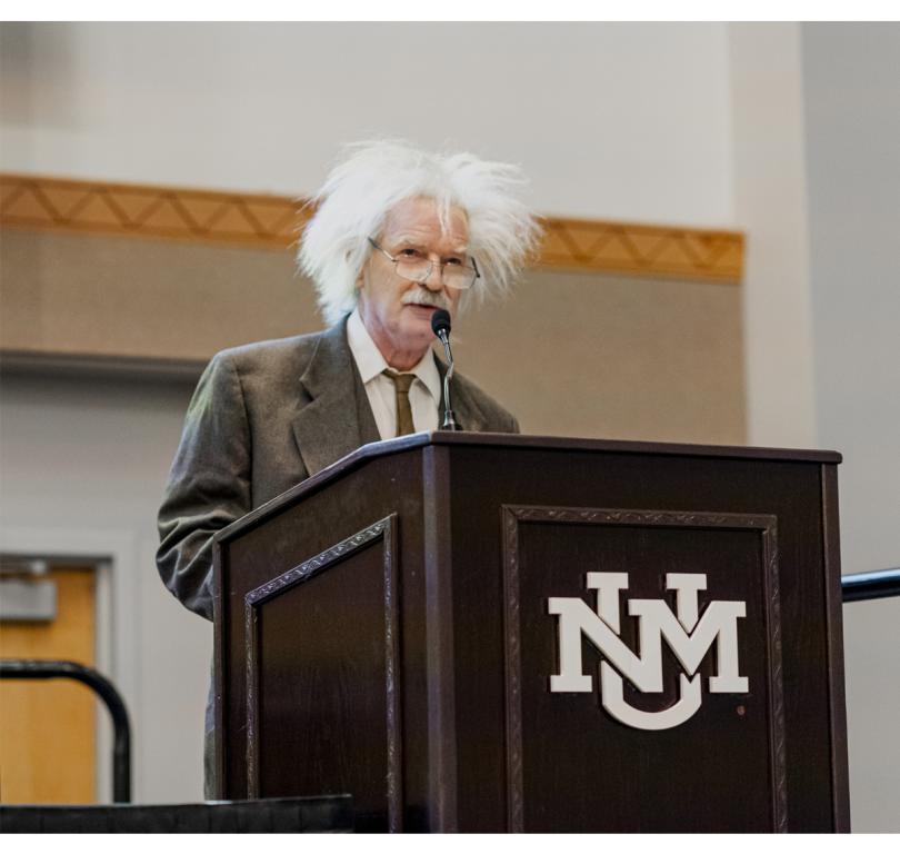 Thomas Schuch as Albert Einstein, Guest Speaker at Nuclear Weapons Symposium
