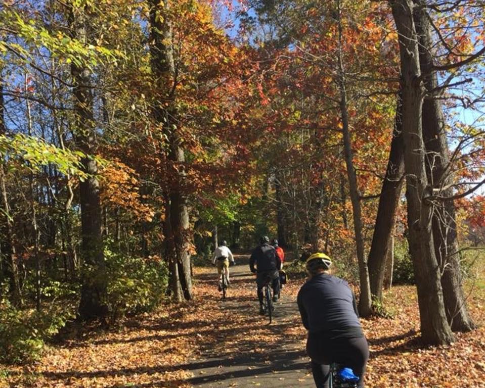 Fall bike outing on the trail near Rock Manor Golf Course.