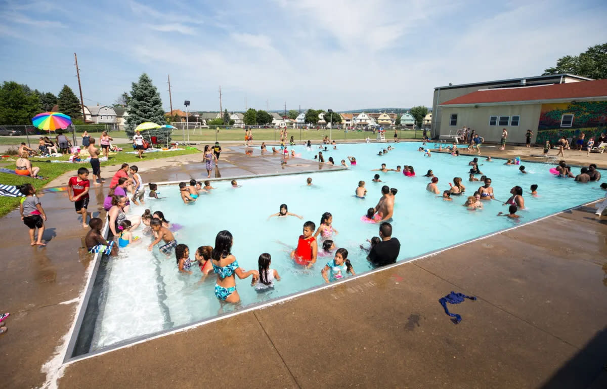 people swimming at Weston Park Pool in Scranton, PA