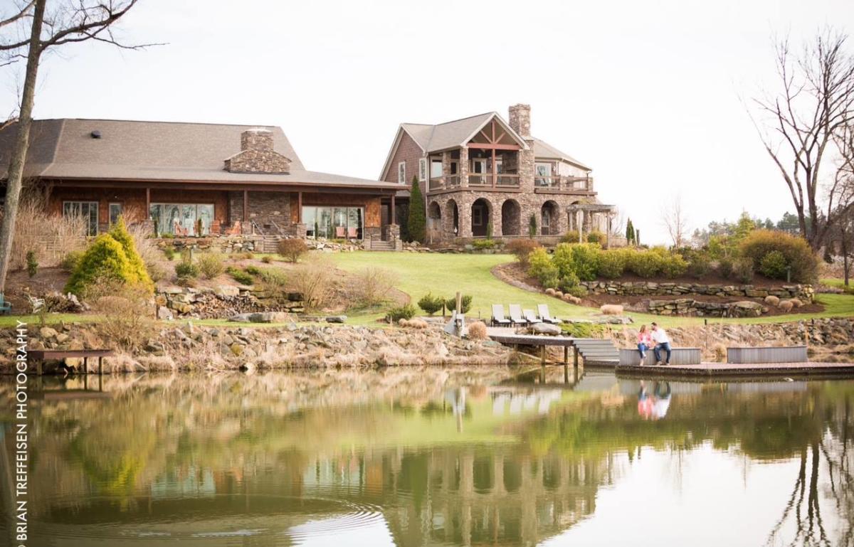 Exterior view of wedding venue by lake