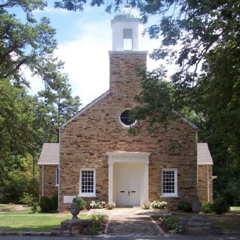 Beautiful Chapel with a bell tower in a lush setting on the grounds of the DAR School in Grant, AL.