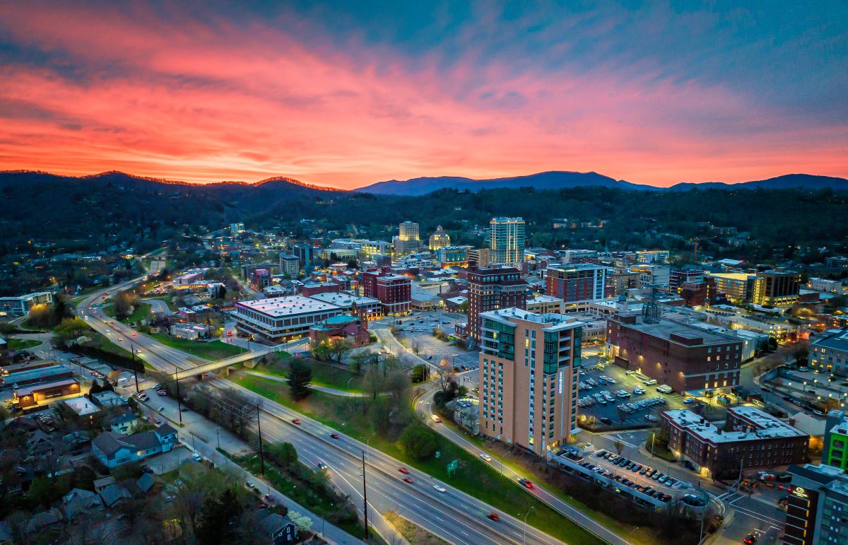 Downtown Asheville Drone View