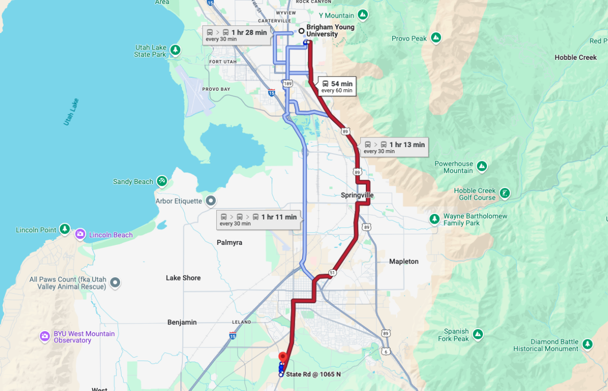 BYU to krishna bus map