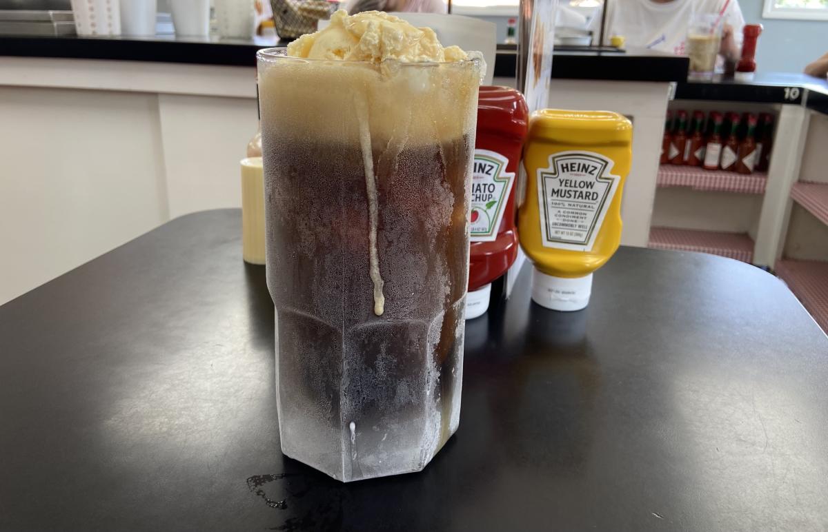 A rootbeer float is served in an ice-cold mug at NuWay in Wichita