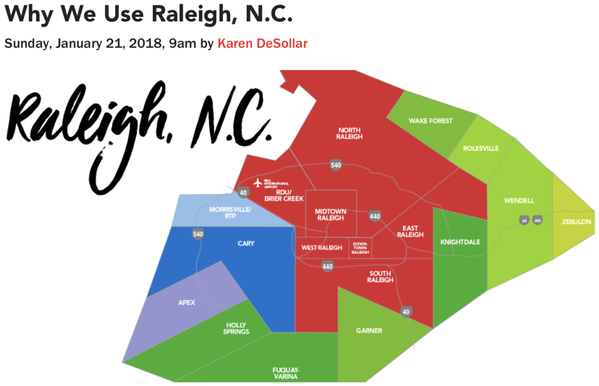 Why We Use Raleigh, N.C.