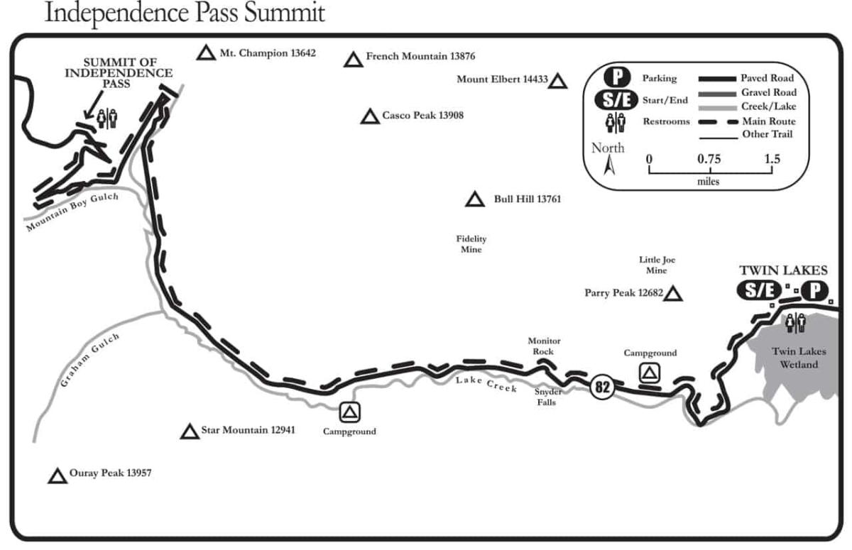 Independence Pass Summit map