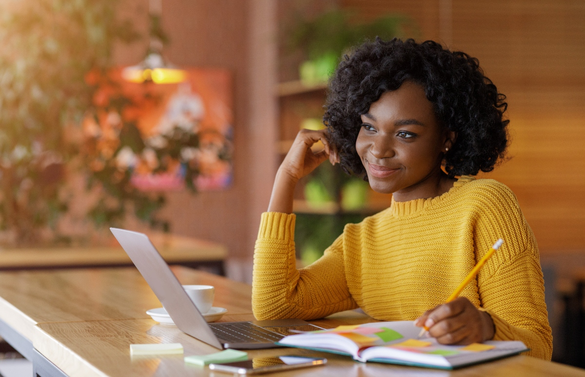 Woman using laptop