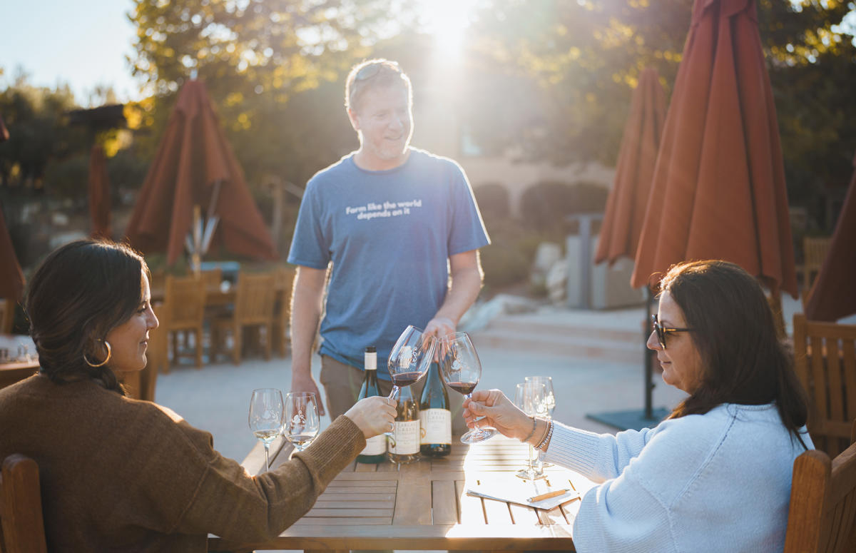 two women wine tasting at Tablas Creek