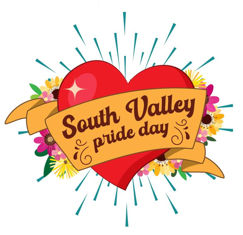 Graphic that has a heart that says South Valley Pride Day