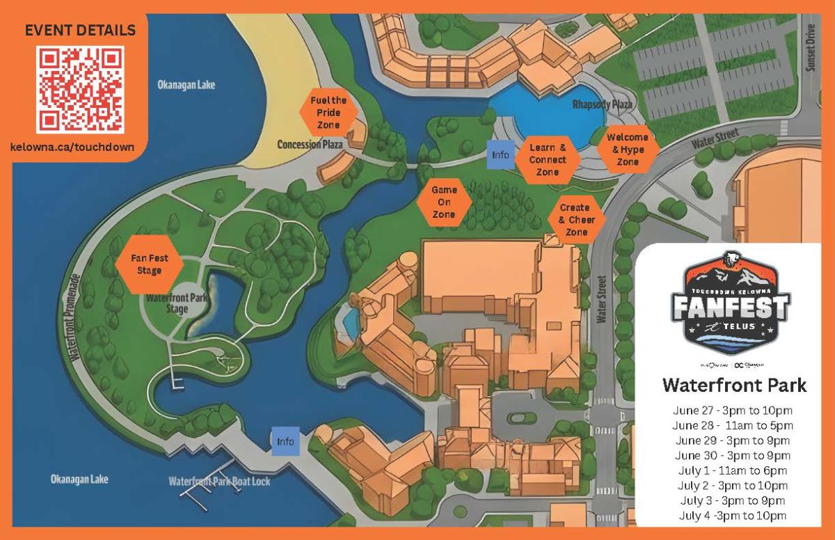 Touchdown Kelowna BC Lions Fan Fest Map.