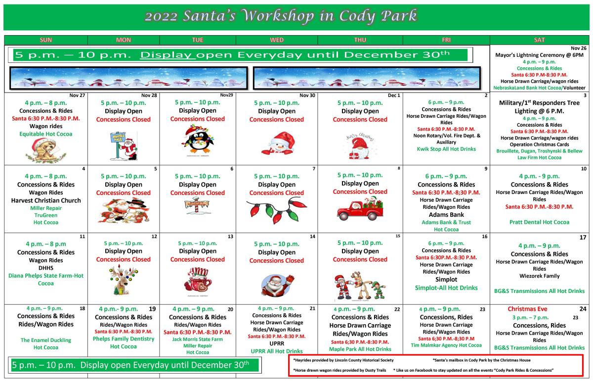 Santa's Workshop at Cody Park 2022