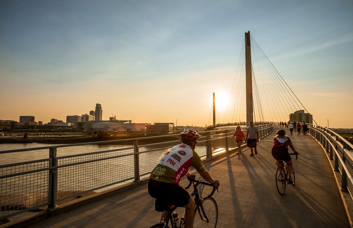 Riding Bikes on the Bob Kerrey Pedestrian Bridge