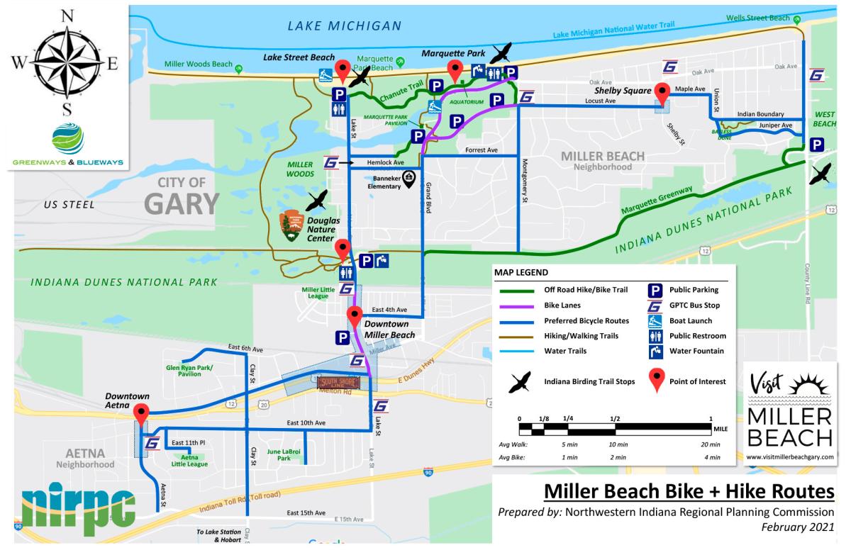 Miller Beach trail map