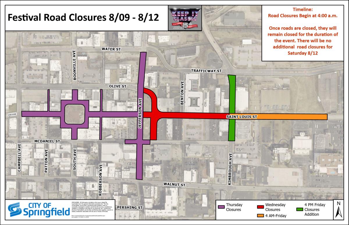 Road Closure Map Route 66 Festival 2023