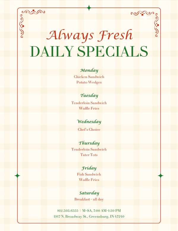 Always Fresh Daily Specials