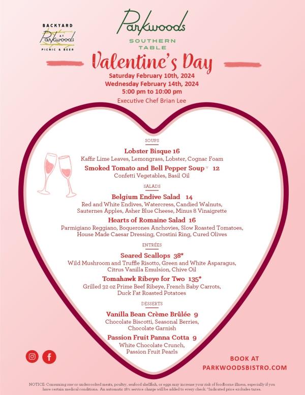 Parkwoods Valentines Dinner 2024