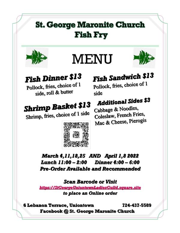 Fish Fry Menu