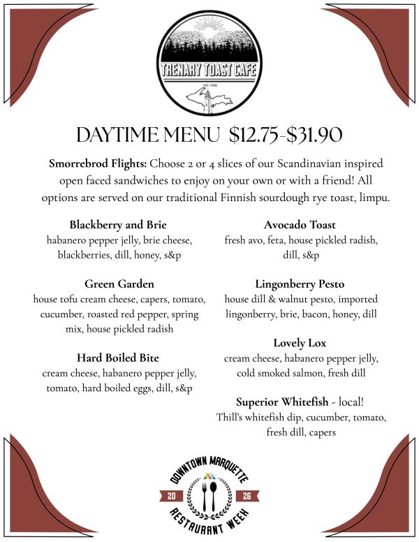 Trenary Toast Restaurant Week Menu