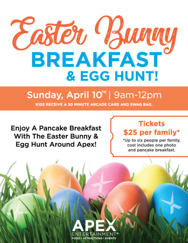 Infographic for the Easter Bunny Breakfast & Egg Hunt in Virginia Beach