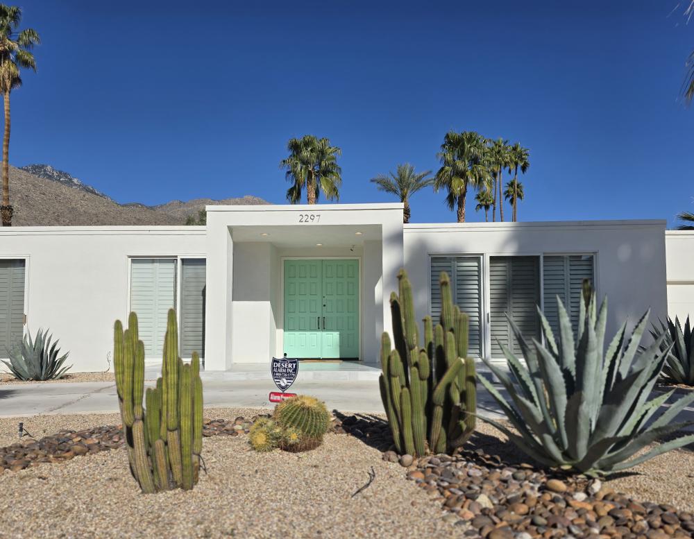 Soft mint colored door at 2297 Camino Real