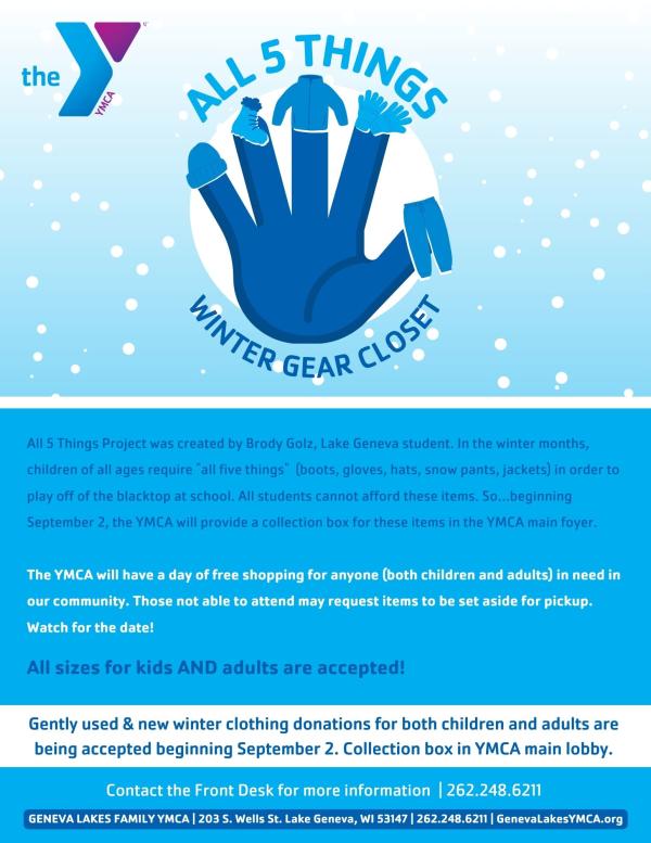 Flyer image about the All 5 Things program at the YMCA