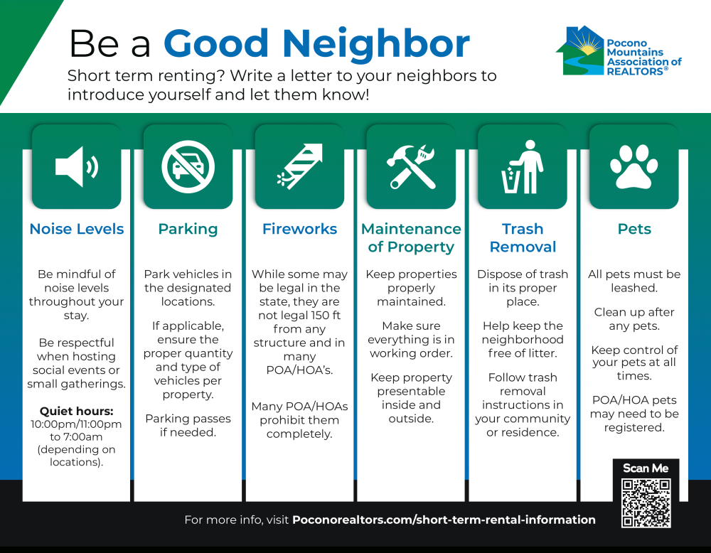 Infographic on how to be a good neighbor when renting a vacation home