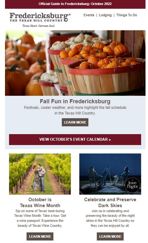 Fall in Love with Fredericksburg- October happenings in the Texas Hill Country