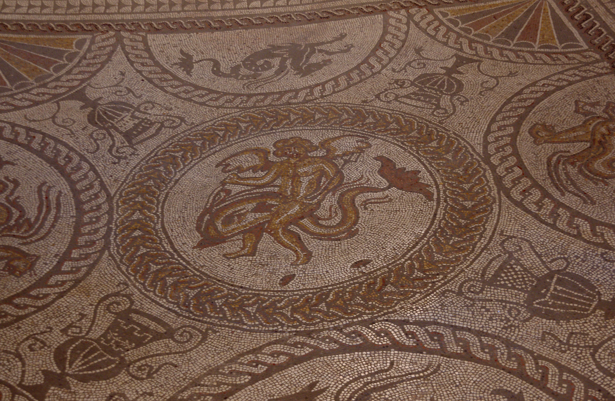 Cupid on a dolphin mosaic, Fishbourne Roman Palace