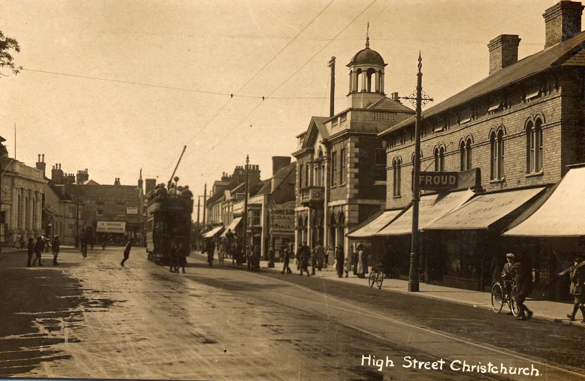 Trolleybuses passing the Town Hall during the 1940s.