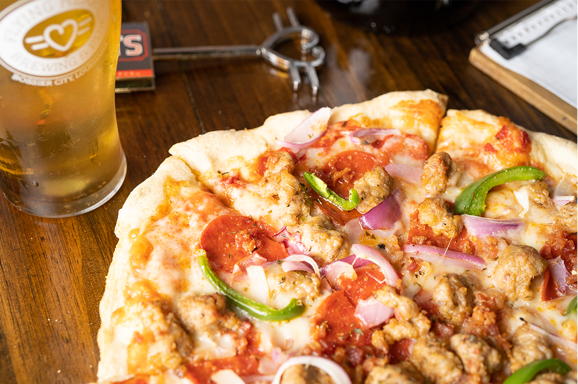 Flying heart pizza