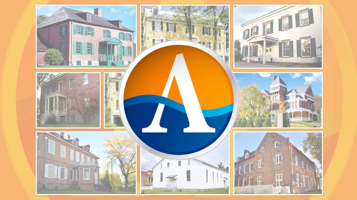 Cultural and Heritage Tourism in Albany. Pictures of historic sites and cultural assets in Albany County with CHAT logo.