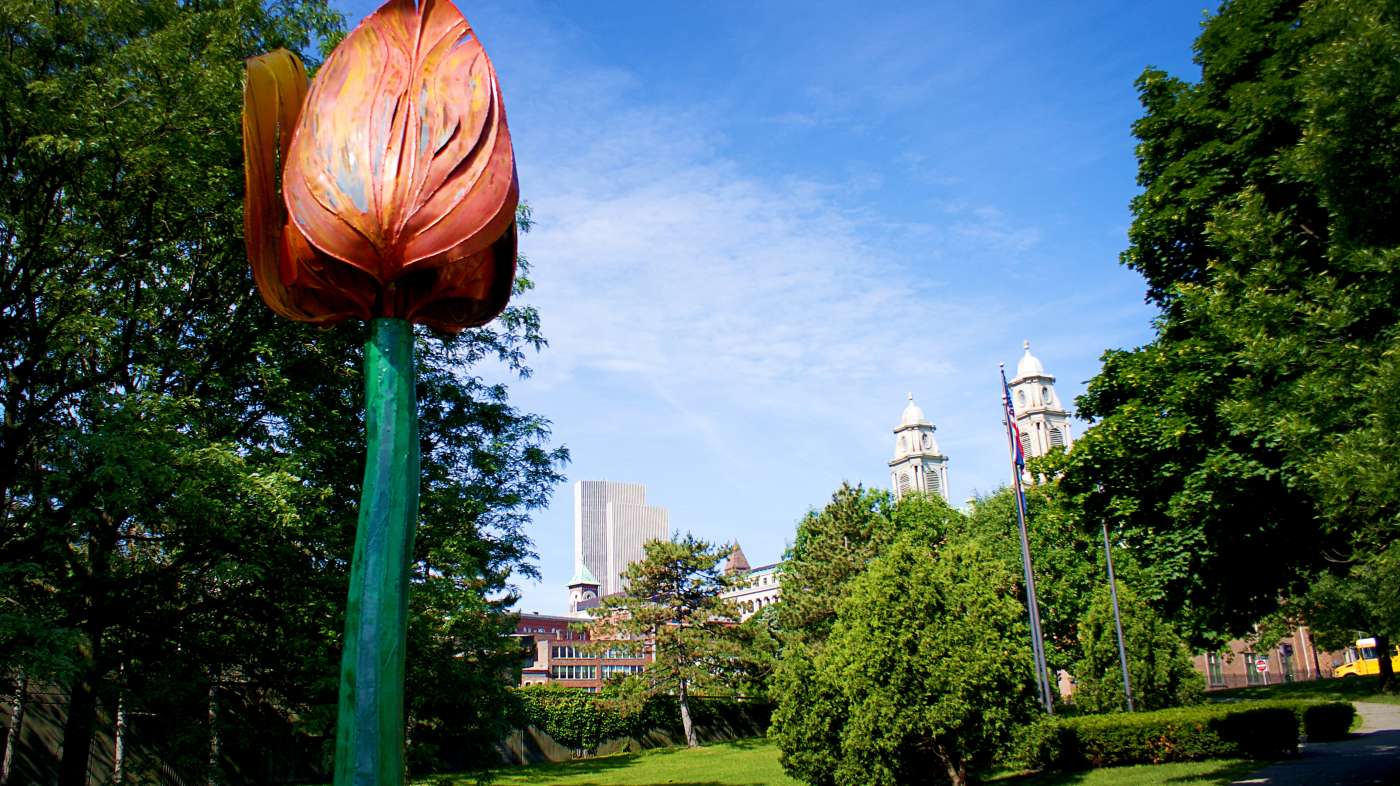 Outdoor flower sculpture