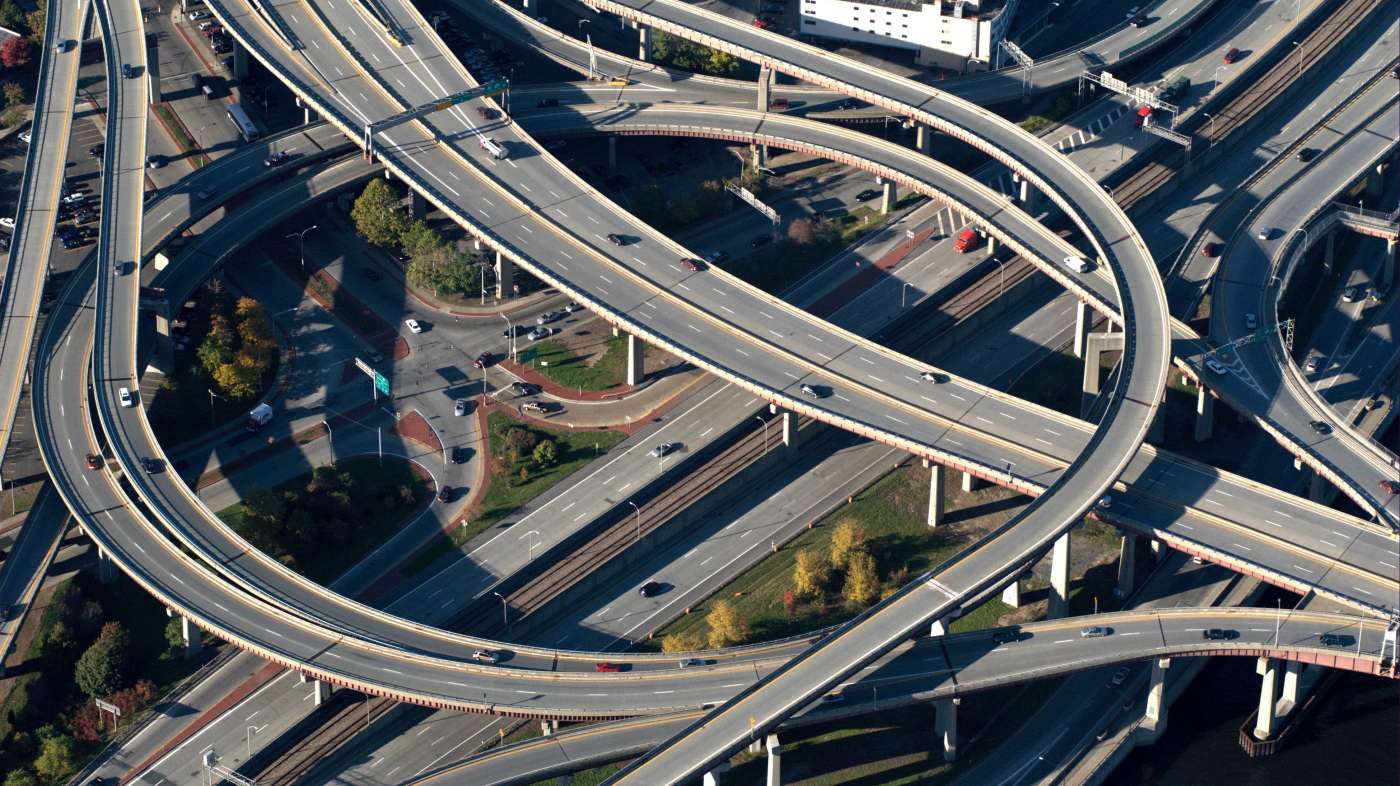 Aerial view of highway system
