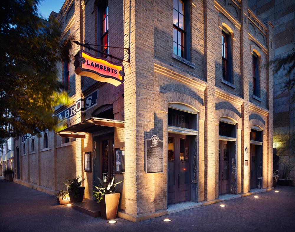 Lamberts Barbecue historic building in downtown austin texas