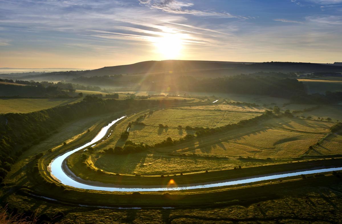 River winding through the Cukmere Valley in East Sussex