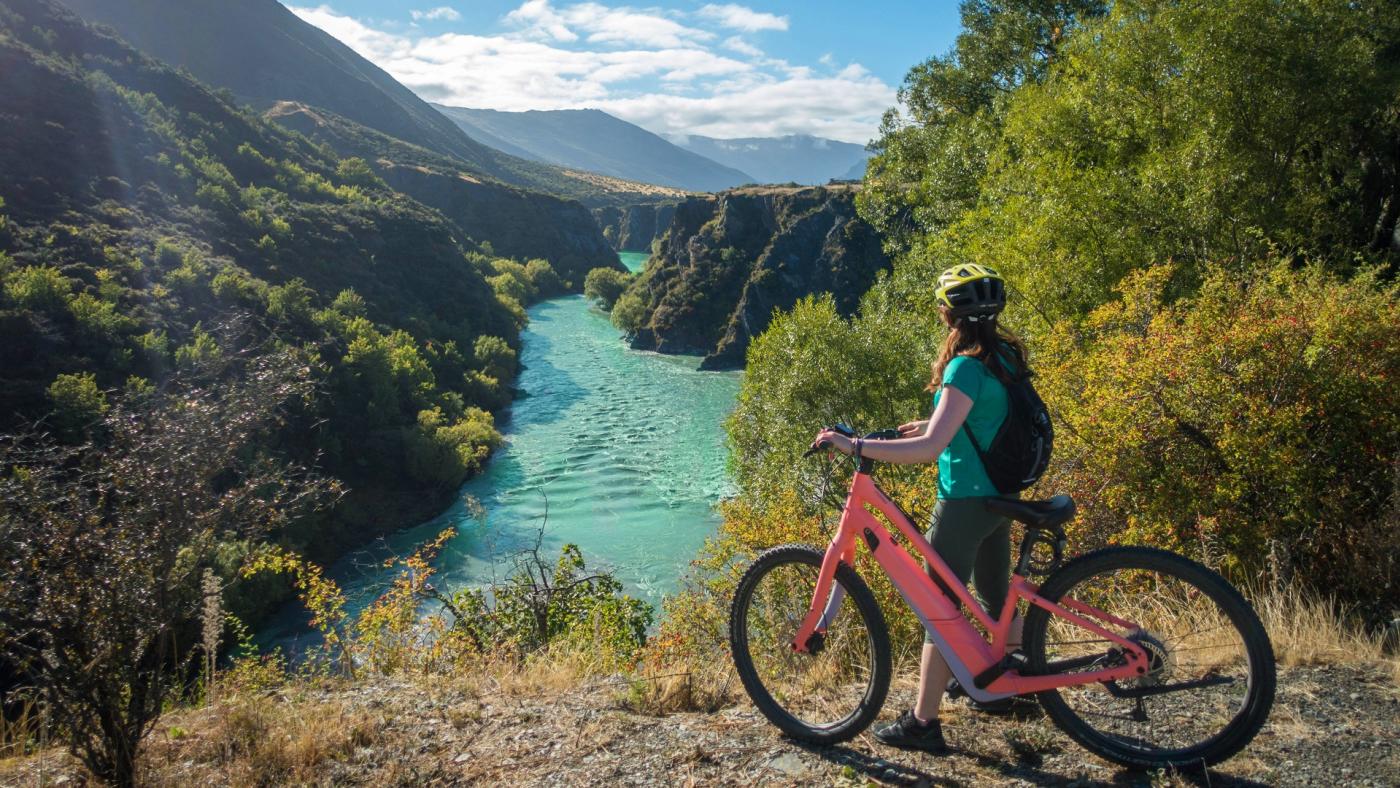 Bike hire with Gibbston Valley Bike Centre, overlooking the Kawarau river