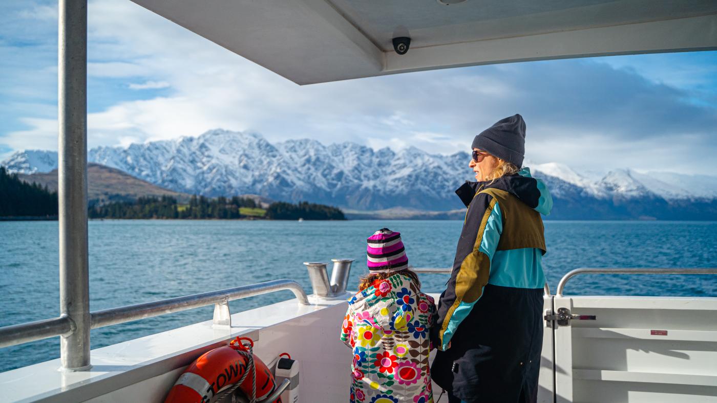 Young girl and mum on a scenic winter adventure with Southern Discoveries