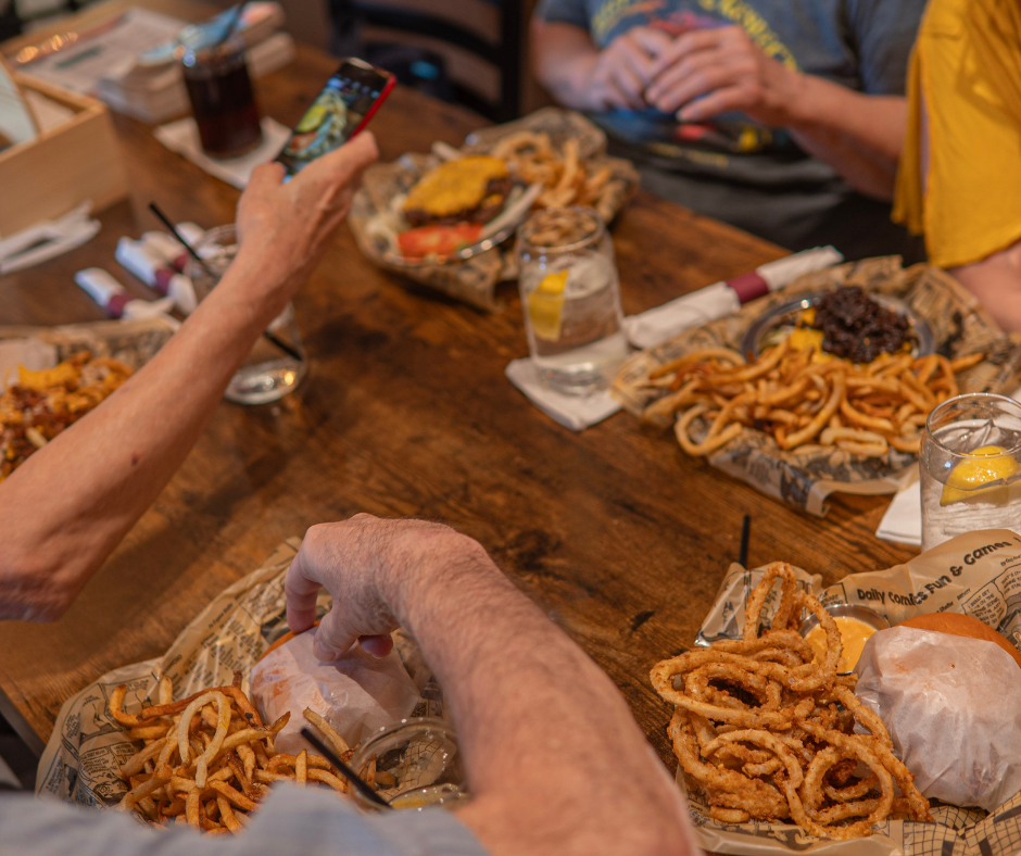 A table of food from restaurant, Atomic Kitchen.
