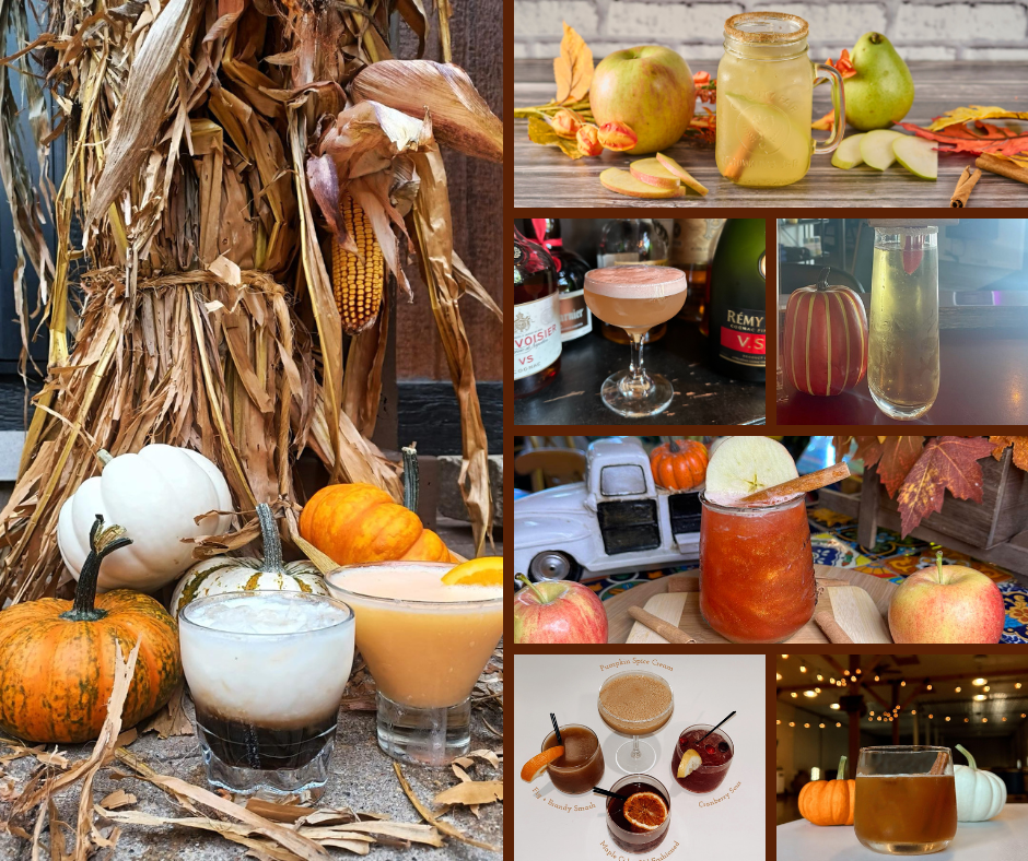 Picture collage of fall inspired cocktails