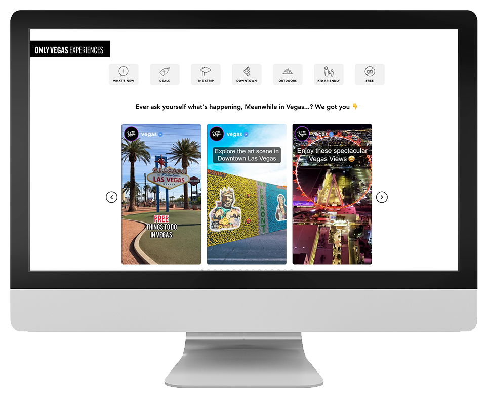 Visit Las Vegas: Meanwhile in Vegas… | Simpleview CMS website on desktop