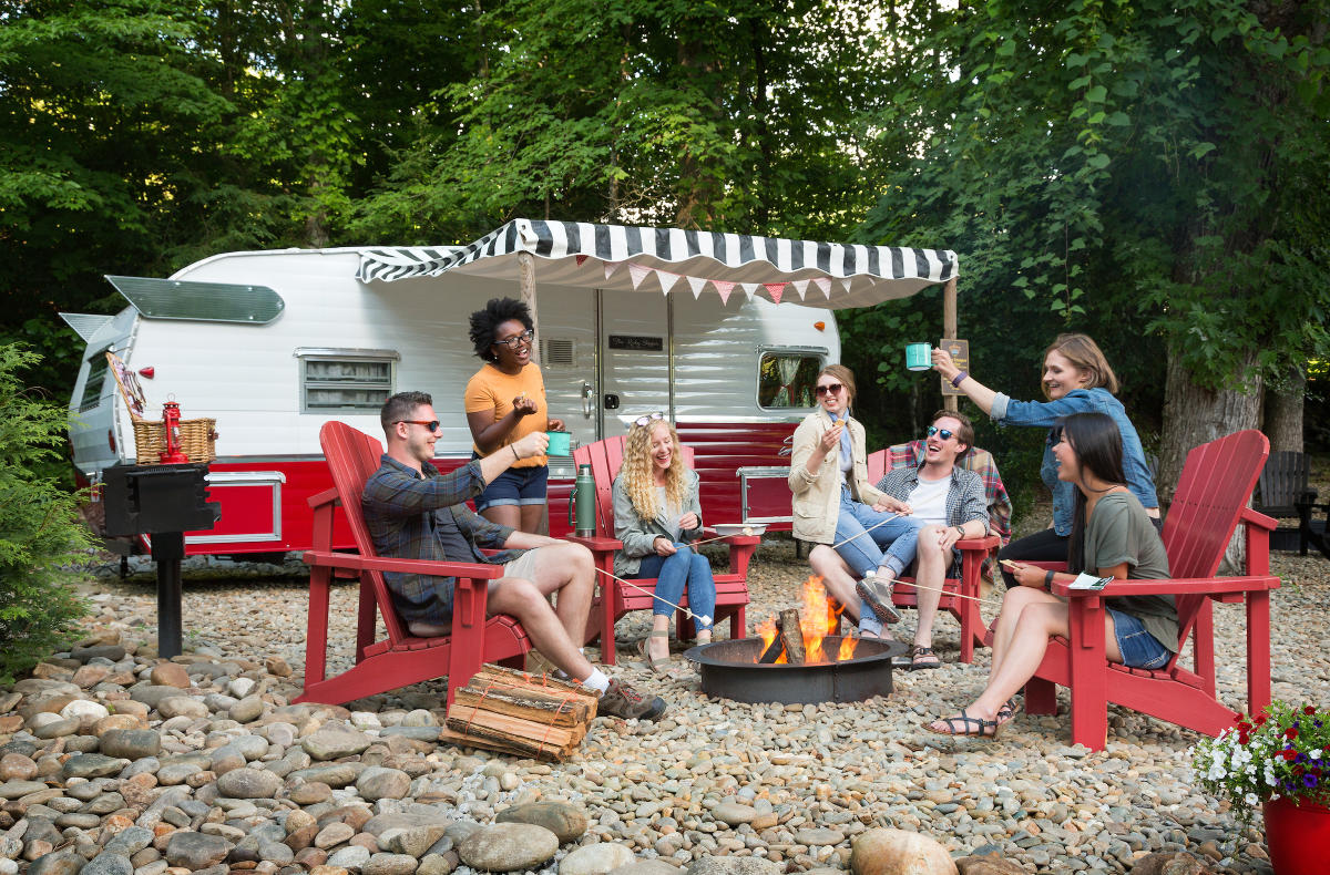 Friends camping