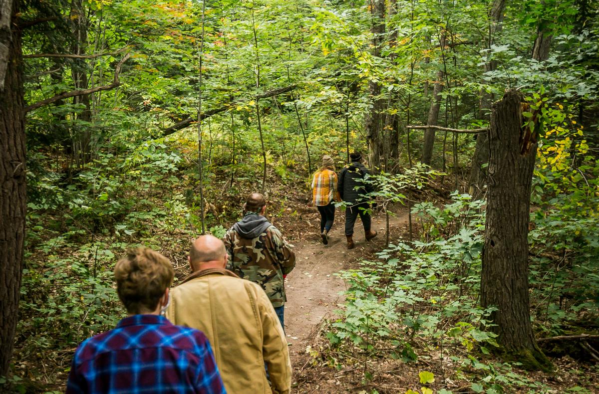 A group of hikers on the Big Bay Pathway