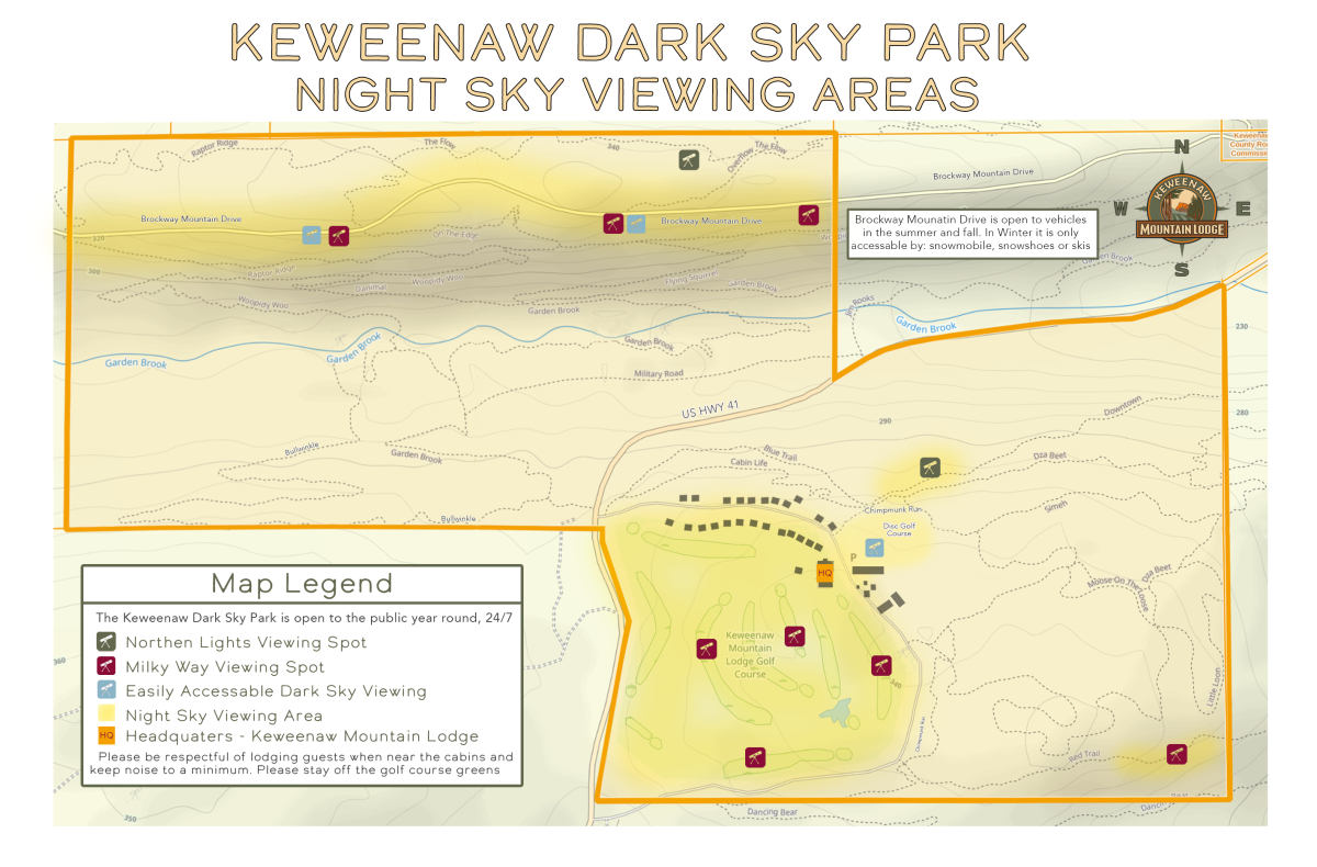 Map of the Keweenaw Dark Sky Park, located in the Upper Peninsula of Michigan