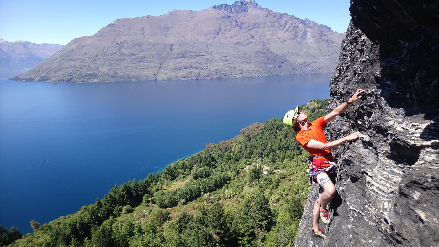 Lead climbing at Arawata terrace