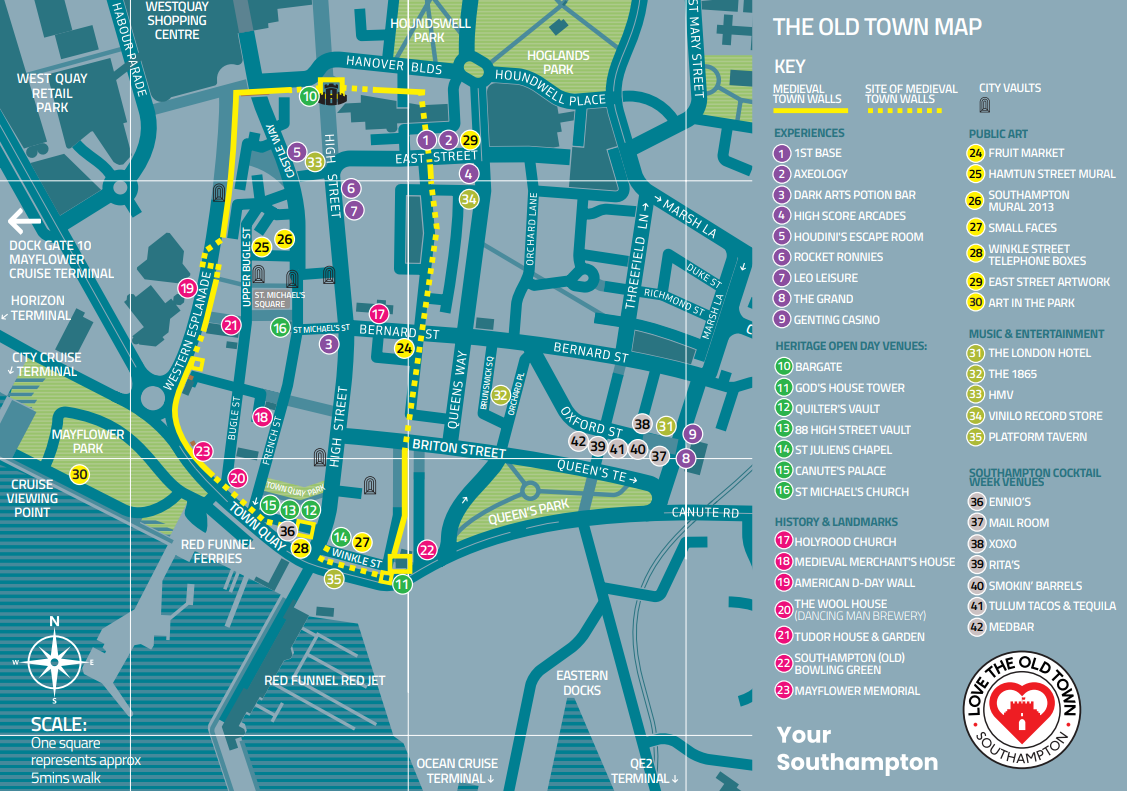 Map of Southampton's Old Town area