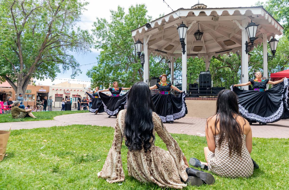 Mexican Baile Folklorico dancers at the San Felipe de Neri Parish Festival in Old Town