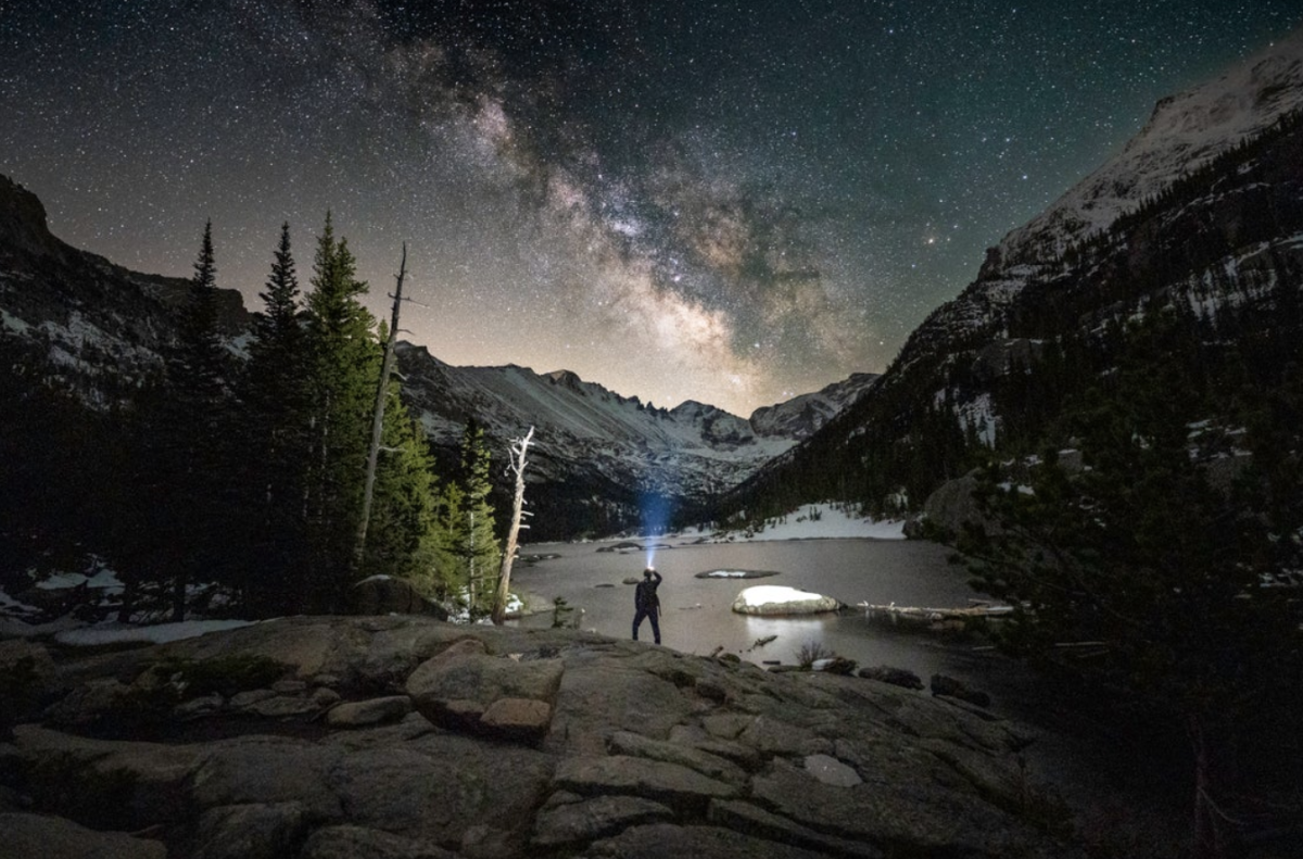 stars and milkyway seen from rocky mountain national park