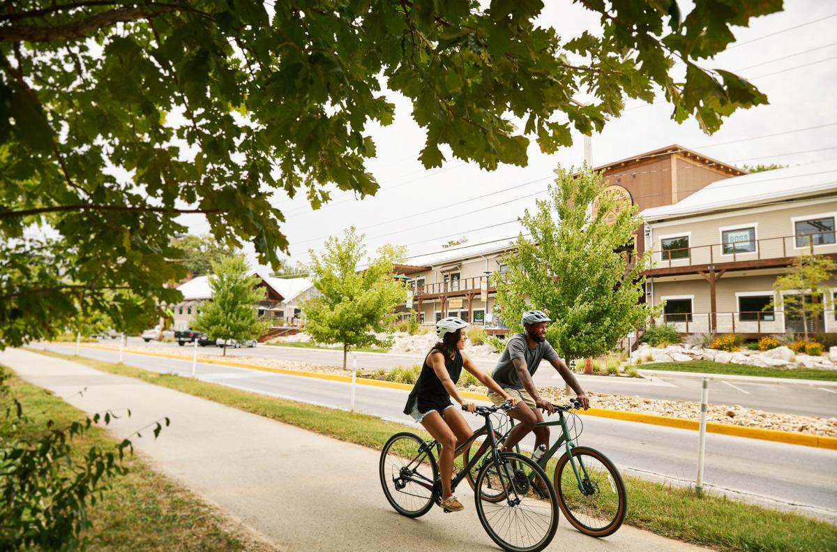 Couple Biking at Galloway Creek Greenway in Springfield, Missouri